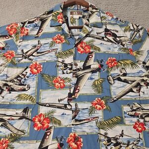 Kalaheo Shirt Men Size XL WWII Air Planes Hawaii Hawaiian‎ Camp Vintage